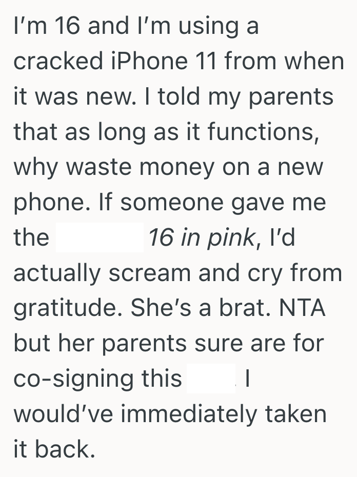 Screenshot 2025 05 21 at 11.27.03 AM A Relative Gifted Their Teenage Niece With A Brand New iPhone, But Then She Criticized It For Not Being The Right Model